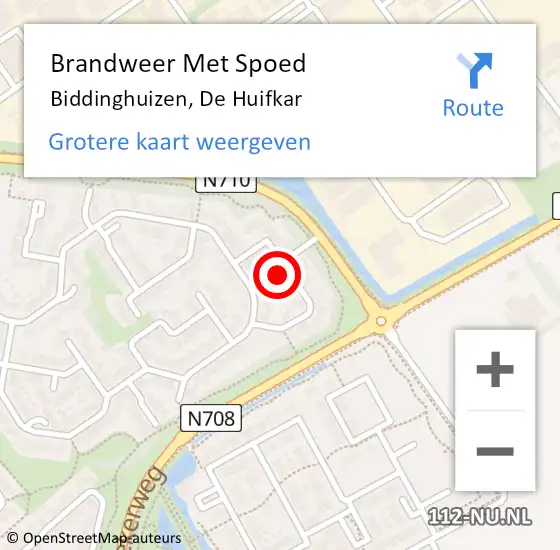 Locatie op kaart van de 112 melding: Brandweer Met Spoed Naar Biddinghuizen, De Huifkar op 12 juni 2022 11:50