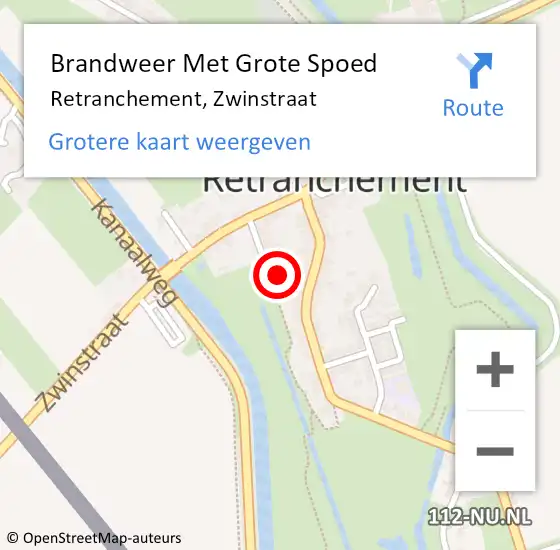 Locatie op kaart van de 112 melding: Brandweer Met Grote Spoed Naar Retranchement, Zwinstraat op 12 juni 2022 11:52