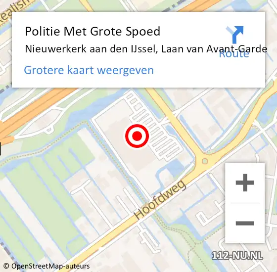 Locatie op kaart van de 112 melding: Politie Met Grote Spoed Naar Nieuwerkerk aan den IJssel, Laan van Avant-Garde op 12 juni 2022 12:03