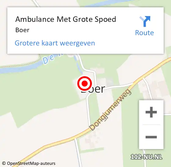 Locatie op kaart van de 112 melding: Ambulance Met Grote Spoed Naar Boer op 12 juni 2022 12:08