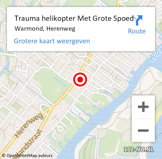 Locatie op kaart van de 112 melding: Trauma helikopter Met Grote Spoed Naar Warmond, Herenweg op 12 juni 2022 12:10