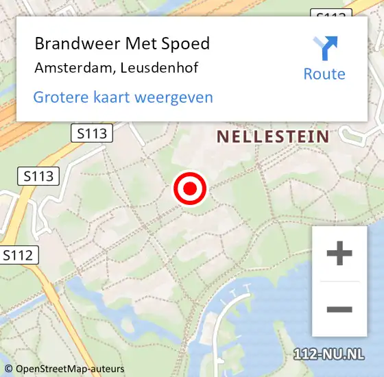 Locatie op kaart van de 112 melding: Brandweer Met Spoed Naar Amsterdam-Zuidoost, Leusdenhof op 12 juni 2022 12:34