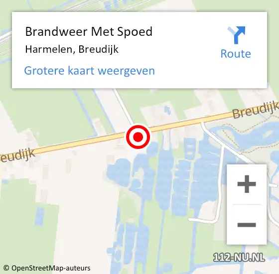 Locatie op kaart van de 112 melding: Brandweer Met Spoed Naar Harmelen, Breudijk op 12 juni 2022 12:35