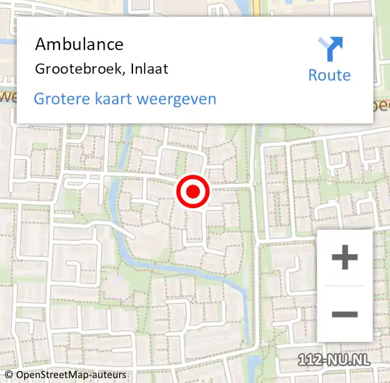 Locatie op kaart van de 112 melding: Ambulance Grootebroek, Inlaat op 12 juni 2022 12:47