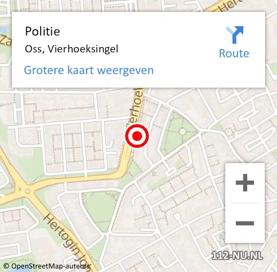 Locatie op kaart van de 112 melding: Politie Oss, Vierhoeksingel op 12 juni 2022 13:06