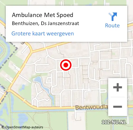 Locatie op kaart van de 112 melding: Ambulance Met Spoed Naar Benthuizen, Ds Janszenstraat op 12 juni 2022 13:08