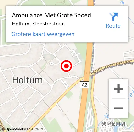 Locatie op kaart van de 112 melding: Ambulance Met Grote Spoed Naar Holtum, Kloosterstraat op 19 juli 2014 22:42