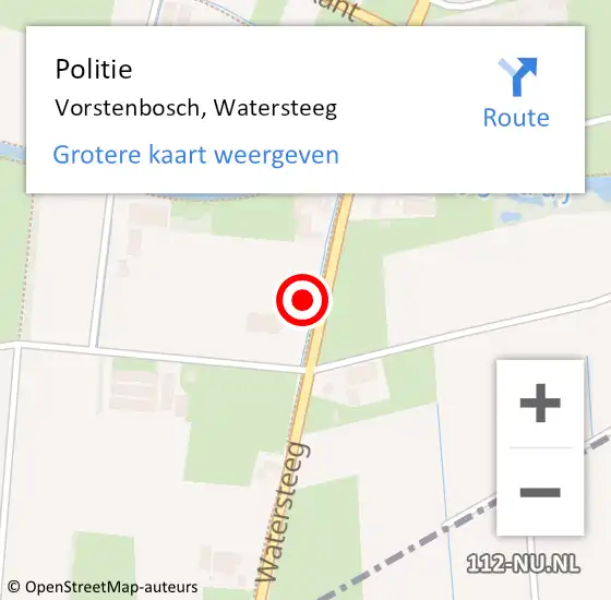 Locatie op kaart van de 112 melding: Politie Vorstenbosch, Watersteeg op 19 juli 2014 22:42