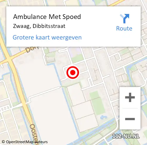 Locatie op kaart van de 112 melding: Ambulance Met Spoed Naar Zwaag, Dibbitsstraat op 12 juni 2022 13:33