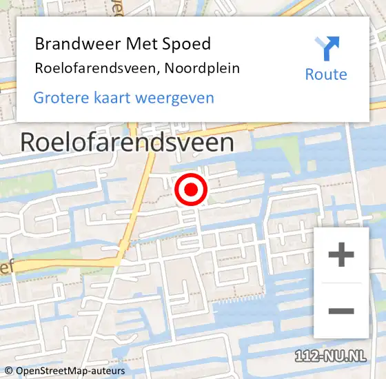 Locatie op kaart van de 112 melding: Brandweer Met Spoed Naar Roelofarendsveen, Noordplein op 12 juni 2022 13:34