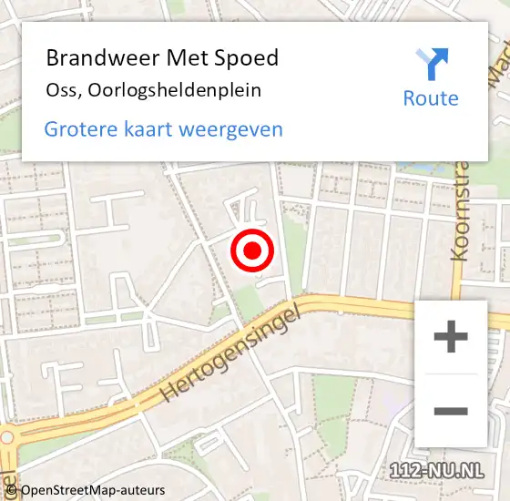 Locatie op kaart van de 112 melding: Brandweer Met Spoed Naar Oss, Oorlogsheldenplein op 12 juni 2022 13:47