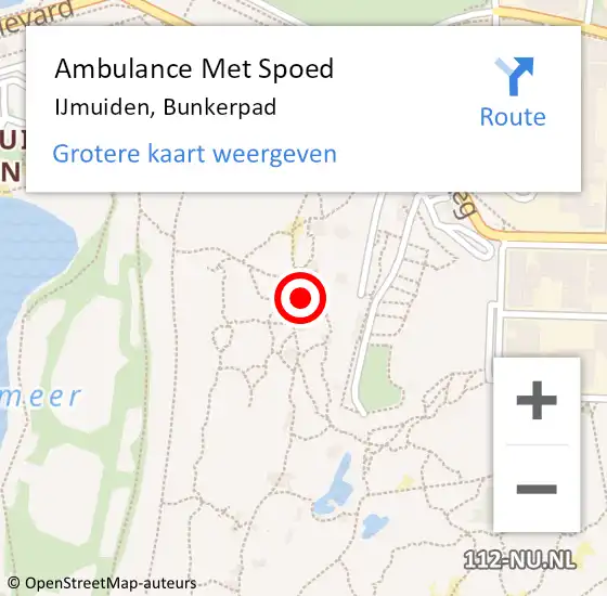 Locatie op kaart van de 112 melding: Ambulance Met Spoed Naar IJmuiden, Bunkerpad op 12 juni 2022 13:59