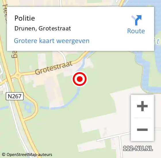 Locatie op kaart van de 112 melding: Politie Drunen, Grotestraat op 12 juni 2022 14:01