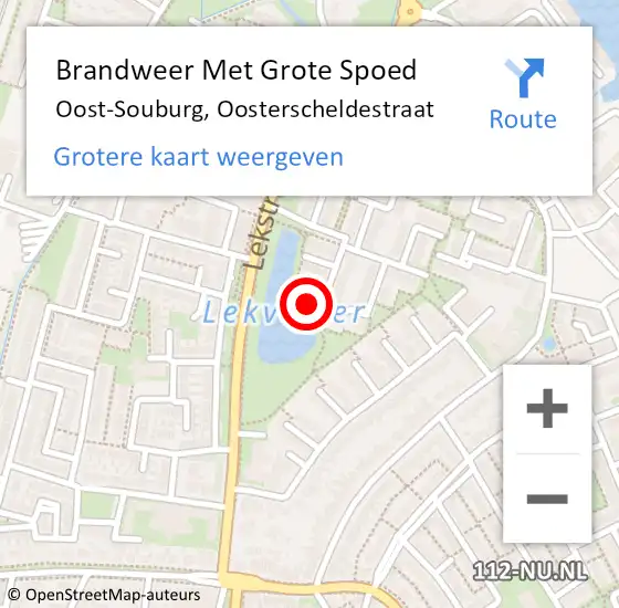 Locatie op kaart van de 112 melding: Brandweer Met Grote Spoed Naar Oost-Souburg, Oosterscheldestraat op 12 juni 2022 14:15