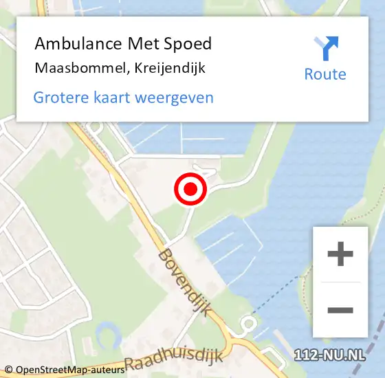 Locatie op kaart van de 112 melding: Ambulance Met Spoed Naar Maasbommel, Kreijendijk op 12 juni 2022 14:28