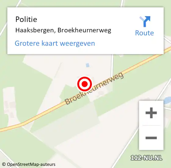 Locatie op kaart van de 112 melding: Politie Haaksbergen, Broekheurnerweg op 12 juni 2022 14:41