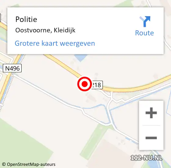 Locatie op kaart van de 112 melding: Politie Oostvoorne, Kleidijk op 12 juni 2022 14:43