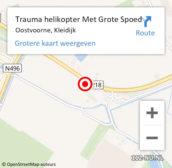 Locatie op kaart van de 112 melding: Trauma helikopter Met Grote Spoed Naar Oostvoorne, Kleidijk op 12 juni 2022 14:44