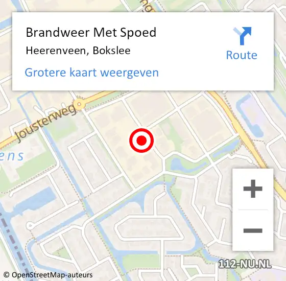 Locatie op kaart van de 112 melding: Brandweer Met Spoed Naar Heerenveen, Bokslee op 12 juni 2022 15:01