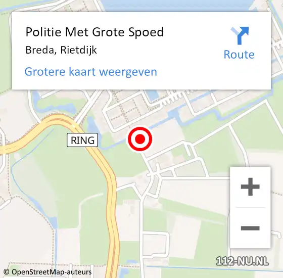 Locatie op kaart van de 112 melding: Politie Met Grote Spoed Naar Breda, Rietdijk op 12 juni 2022 15:09