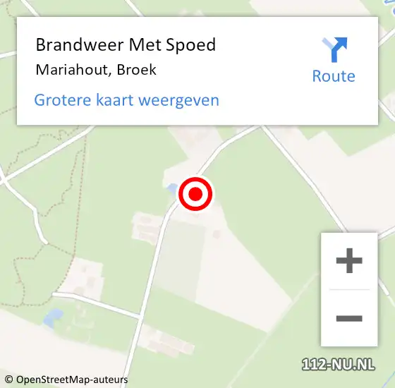 Locatie op kaart van de 112 melding: Brandweer Met Spoed Naar Mariahout, Broek op 12 juni 2022 15:10