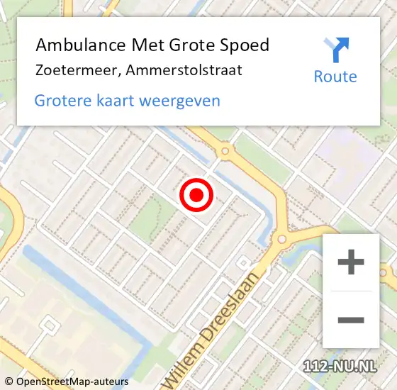 Locatie op kaart van de 112 melding: Ambulance Met Grote Spoed Naar Zoetermeer, Ammerstolstraat op 12 juni 2022 15:25