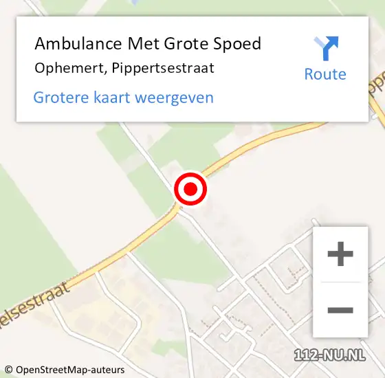 Locatie op kaart van de 112 melding: Ambulance Met Grote Spoed Naar Ophemert, Pippertsestraat op 12 juni 2022 15:28