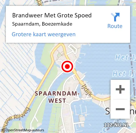 Locatie op kaart van de 112 melding: Brandweer Met Grote Spoed Naar Spaarndam, Boezemkade op 12 juni 2022 15:48