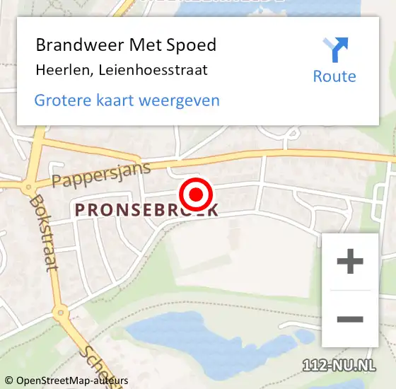 Locatie op kaart van de 112 melding: Brandweer Met Spoed Naar Heerlen, Leienhoesstraat op 12 juni 2022 15:58