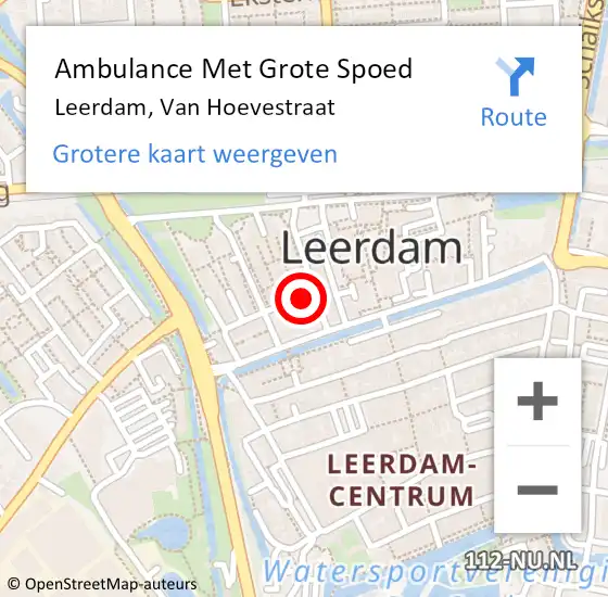 Locatie op kaart van de 112 melding: Ambulance Met Grote Spoed Naar Leerdam, Van Hoevestraat op 8 oktober 2013 21:21