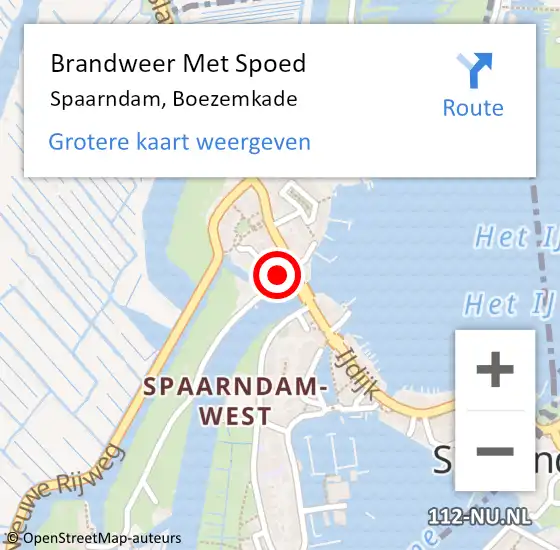 Locatie op kaart van de 112 melding: Brandweer Met Spoed Naar Spaarndam, Boezemkade op 12 juni 2022 16:11