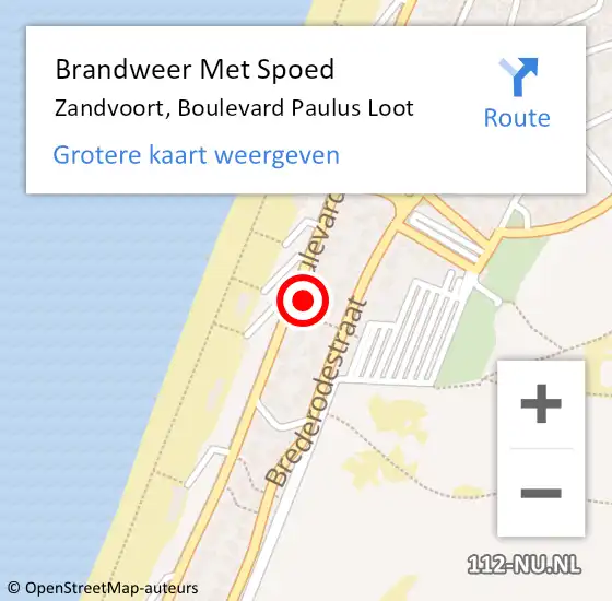 Locatie op kaart van de 112 melding: Brandweer Met Spoed Naar Zandvoort, Boulevard Paulus Loot op 12 juni 2022 16:14