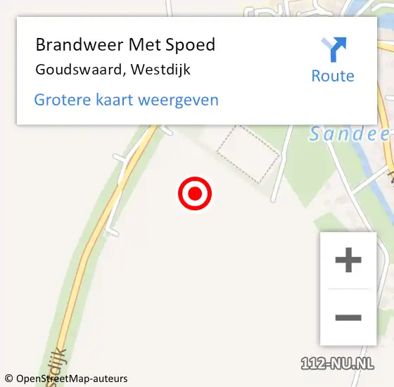 Locatie op kaart van de 112 melding: Brandweer Met Spoed Naar Goudswaard, Westdijk op 12 juni 2022 16:34