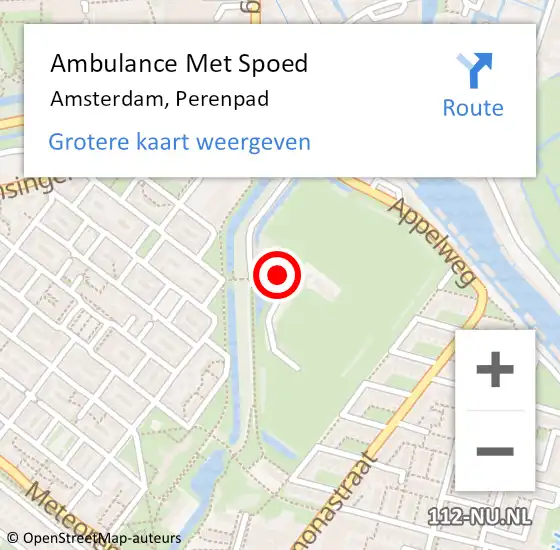 Locatie op kaart van de 112 melding: Ambulance Met Spoed Naar Amsterdam, Perenpad op 12 juni 2022 16:36