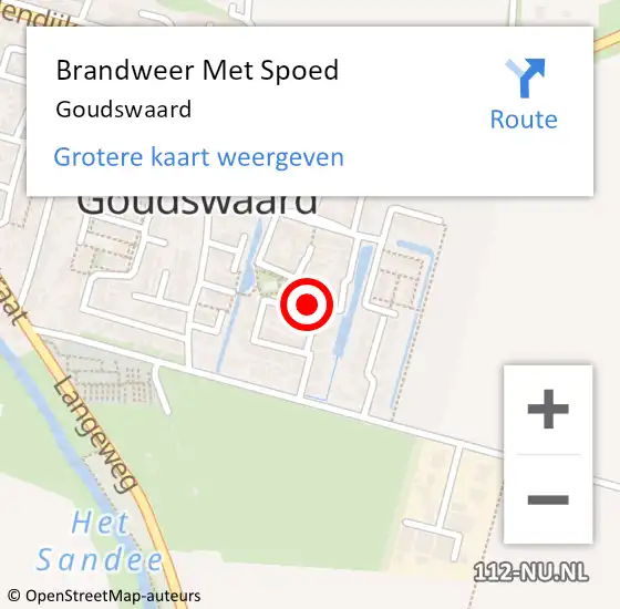 Locatie op kaart van de 112 melding: Brandweer Met Spoed Naar Goudswaard op 12 juni 2022 16:37