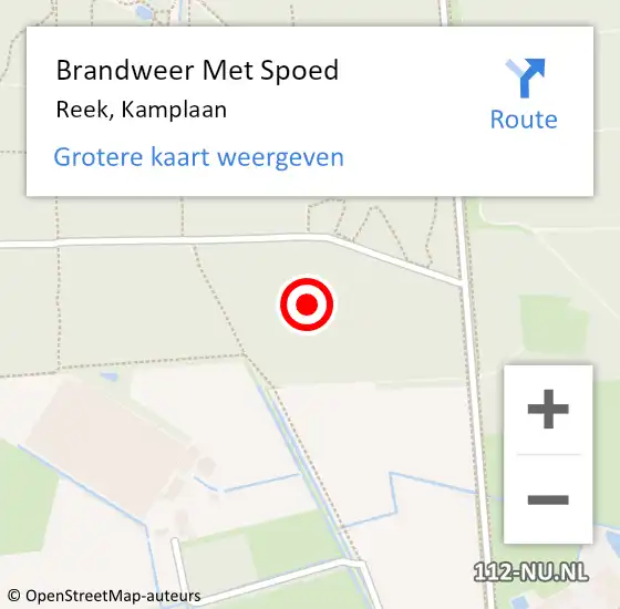 Locatie op kaart van de 112 melding: Brandweer Met Spoed Naar Reek, Kamplaan op 12 juni 2022 16:47