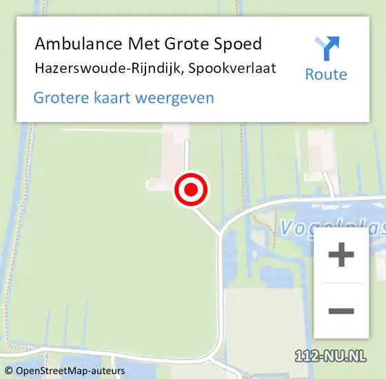 Locatie op kaart van de 112 melding: Ambulance Met Grote Spoed Naar Hazerswoude-Rijndijk, Spookverlaat op 12 juni 2022 16:47