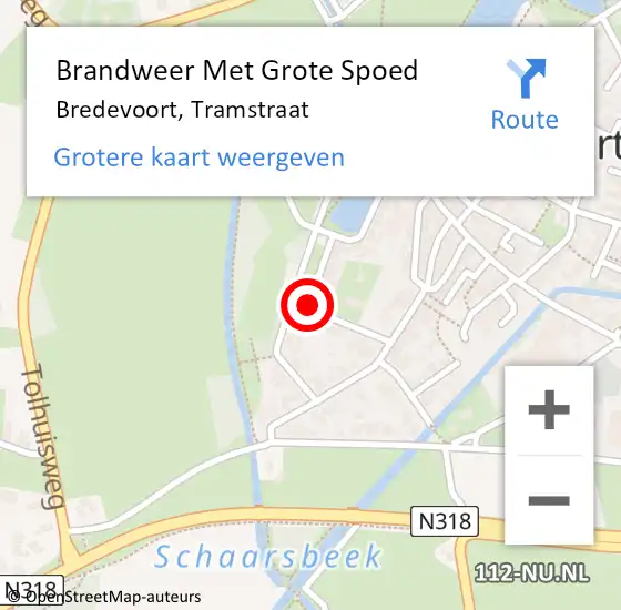 Locatie op kaart van de 112 melding: Brandweer Met Grote Spoed Naar Bredevoort, Tramstraat op 12 juni 2022 17:03