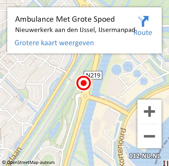 Locatie op kaart van de 112 melding: Ambulance Met Grote Spoed Naar Nieuwerkerk aan den IJssel, IJsermanpad op 12 juni 2022 17:11