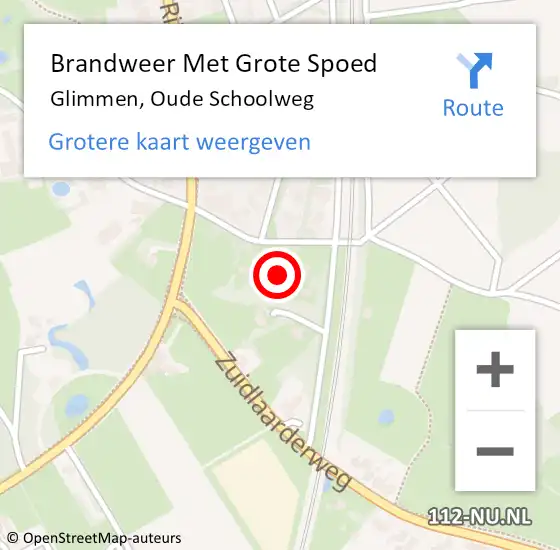 Locatie op kaart van de 112 melding: Brandweer Met Grote Spoed Naar Glimmen, Oude Schoolweg op 12 juni 2022 17:18