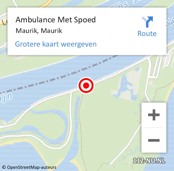 Locatie op kaart van de 112 melding: Ambulance Met Spoed Naar Maurik, Eiland Van Maurik op 19 juli 2014 23:08