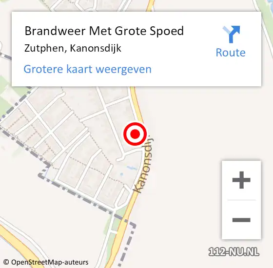 Locatie op kaart van de 112 melding: Brandweer Met Grote Spoed Naar Zutphen, Kanonsdijk op 12 juni 2022 17:26