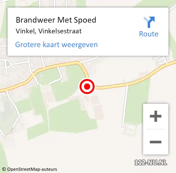 Locatie op kaart van de 112 melding: Brandweer Met Spoed Naar Vinkel, Vinkelsestraat op 12 juni 2022 17:26