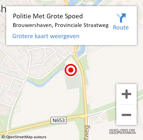 Locatie op kaart van de 112 melding: Politie Met Grote Spoed Naar Brouwershaven, Provinciale Straatweg op 12 juni 2022 17:29