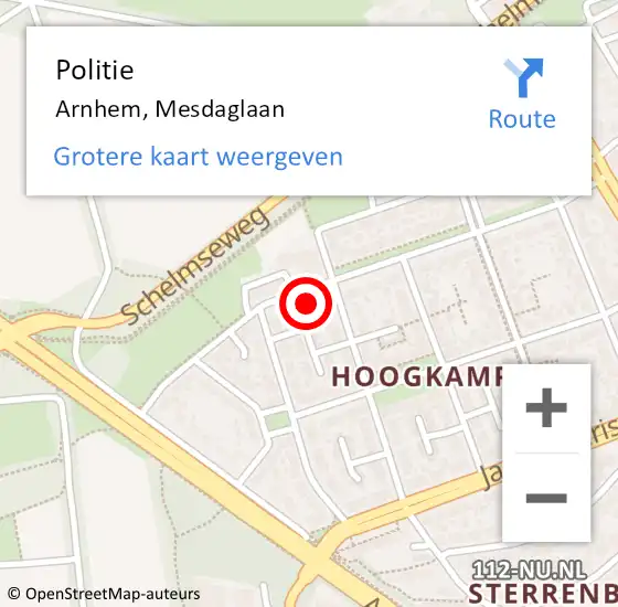 Locatie op kaart van de 112 melding: Politie Arnhem, Mesdaglaan op 12 juni 2022 17:30