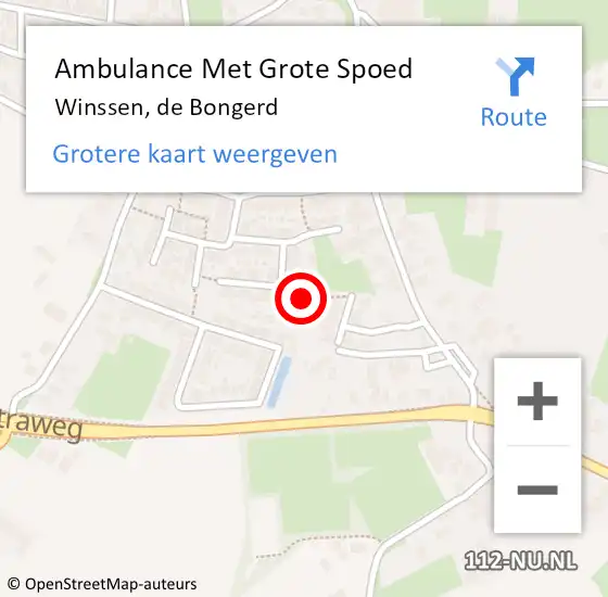 Locatie op kaart van de 112 melding: Ambulance Met Grote Spoed Naar Winssen, de Bongerd op 12 juni 2022 17:46