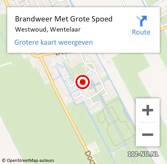 Locatie op kaart van de 112 melding: Brandweer Met Grote Spoed Naar Westwoud, Wentelaar op 12 juni 2022 17:48