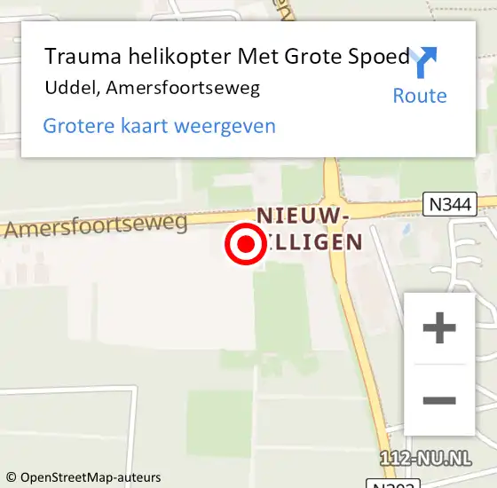 Locatie op kaart van de 112 melding: Trauma helikopter Met Grote Spoed Naar Uddel, Amersfoortseweg op 12 juni 2022 18:09