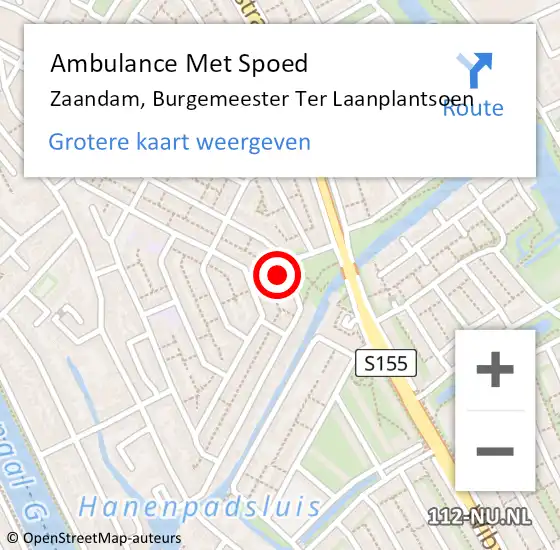 Locatie op kaart van de 112 melding: Ambulance Met Spoed Naar Zaandam, Burgemeester Ter Laanplantsoen op 12 juni 2022 18:09