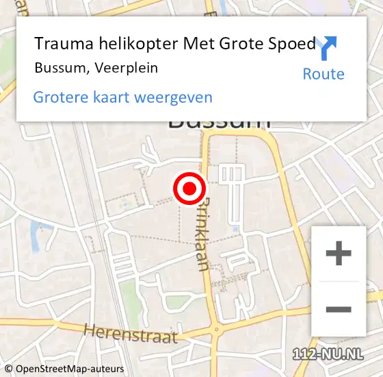 Locatie op kaart van de 112 melding: Trauma helikopter Met Grote Spoed Naar Bussum, Veerplein op 12 juni 2022 18:20